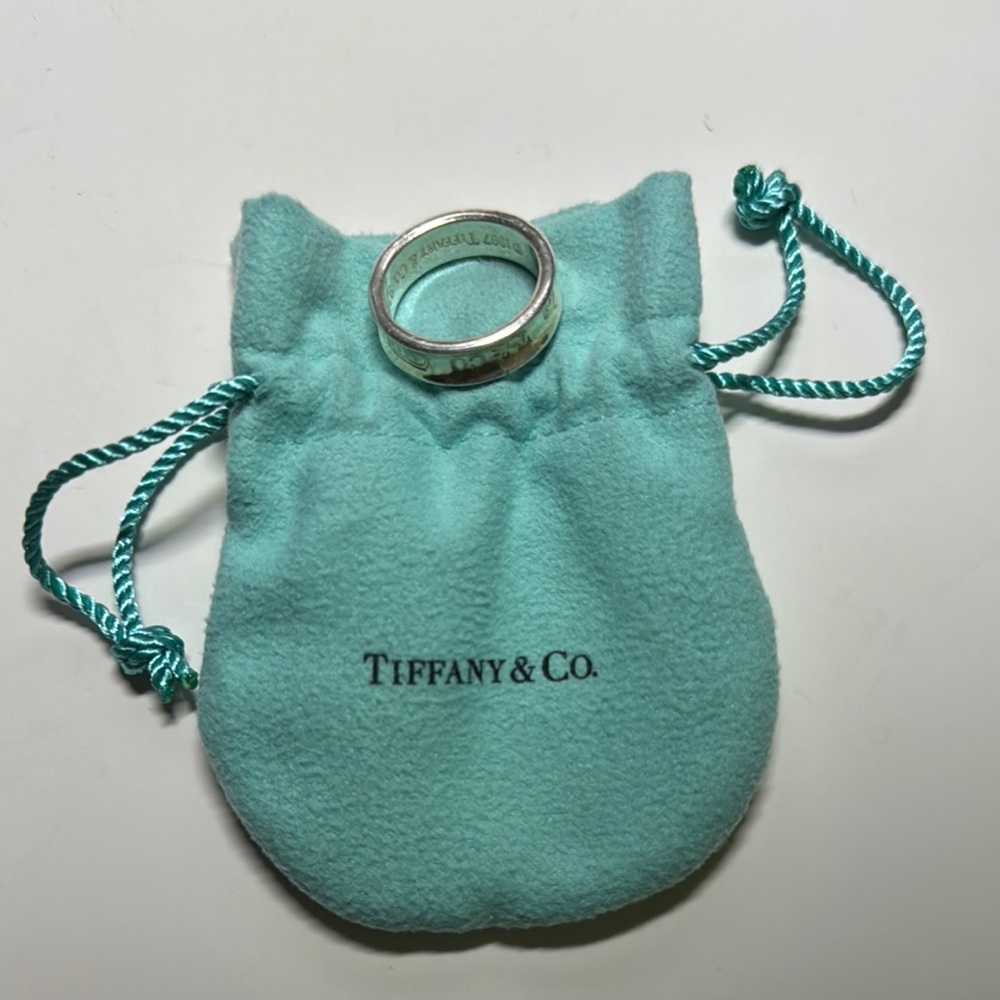 Tiffany & Co. Silver Band with Iconic Blue Pouch